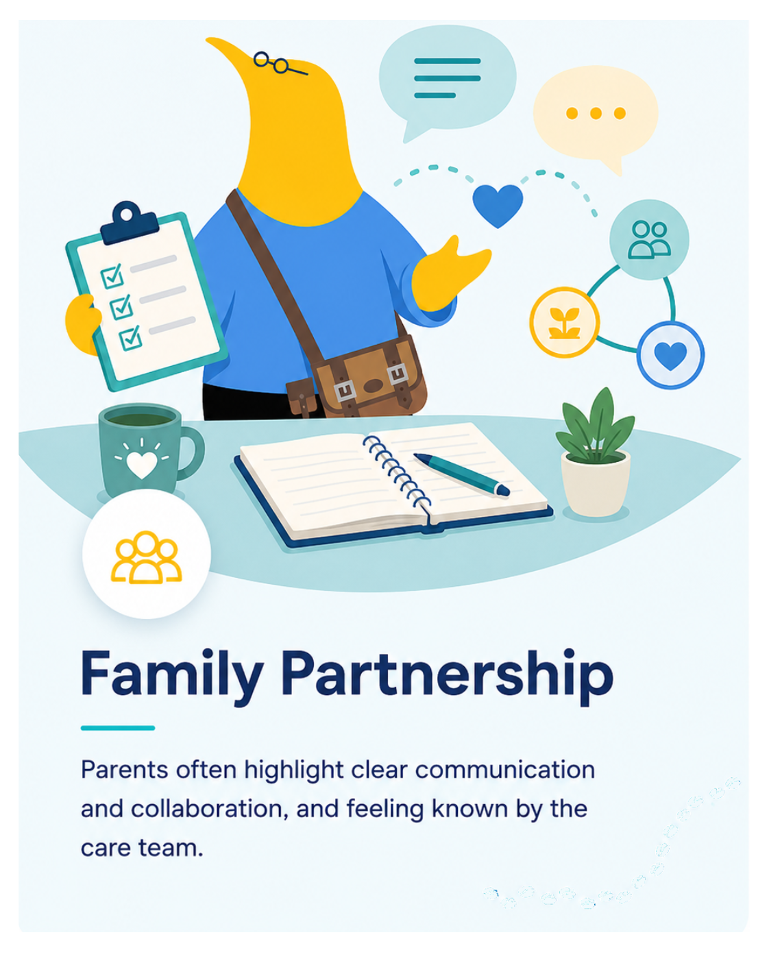 Family Partnership — parents highlight clear communication and feeling known by the Bierman care team